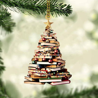 Christmas Book Tree Ornament - Book Lover Christmas Ornament