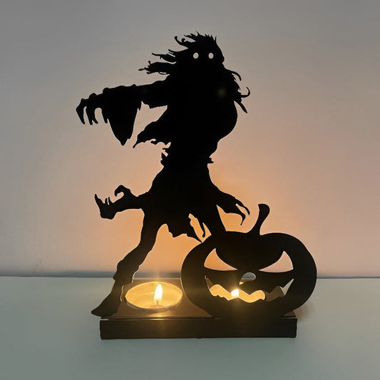 Death and Pumpkins Metal Candle Holder MD012