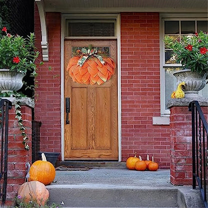 Farmhouse Pumpkin Wreath For Front Door