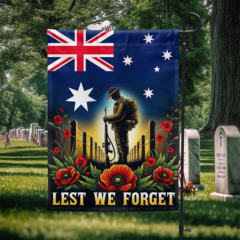 Australian Veteran Anzac Day Lest We Forget Flag