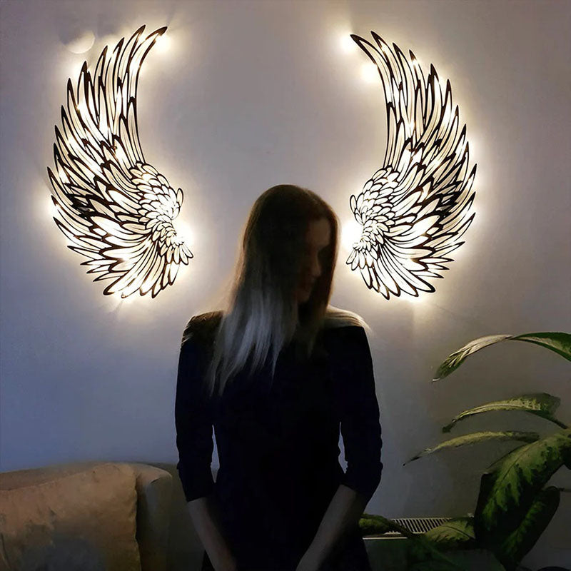 Angel Wings Metal Wall Art With Led Lights