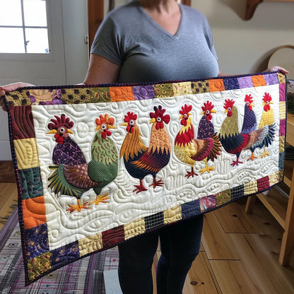 Rooster Rally Quilted Table Runner