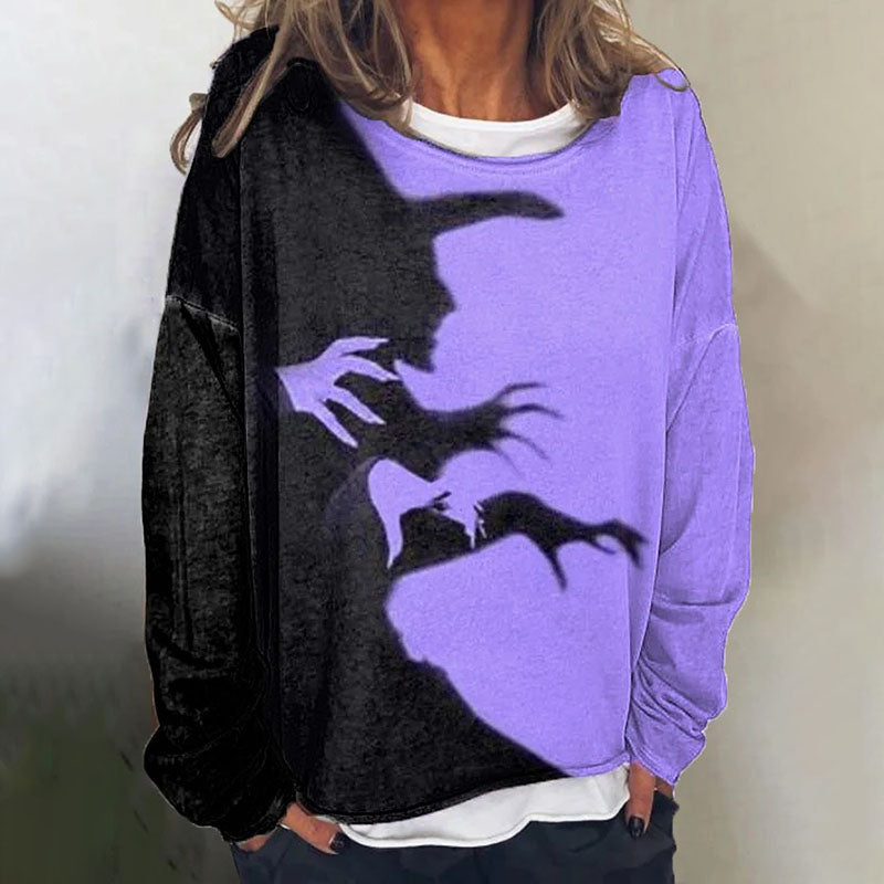 Women's Halloween Witch Shadow Print Casual Top