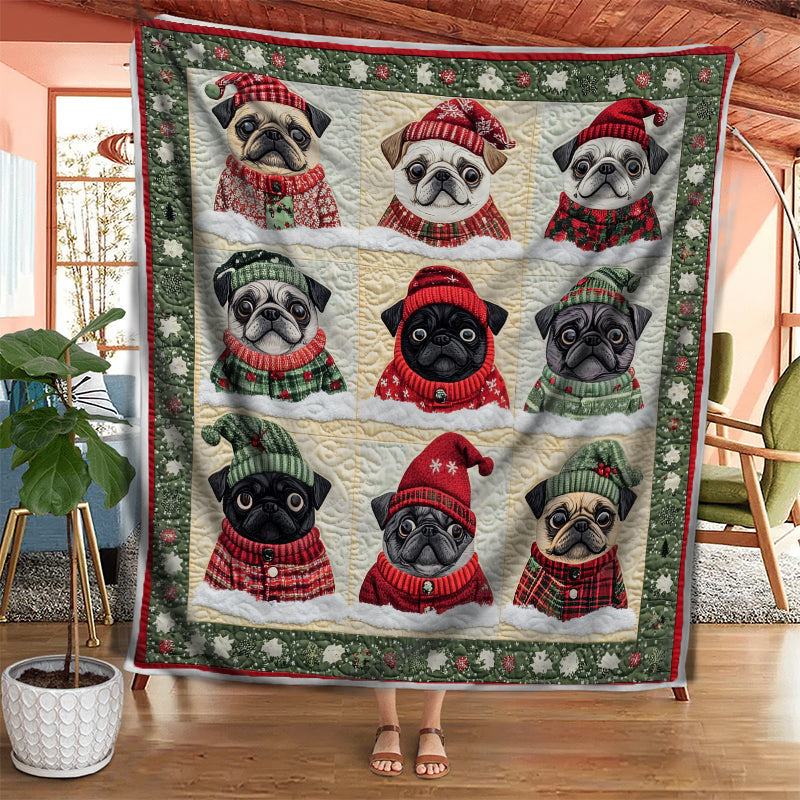 Cute Pugs And Ugly Sweaters - F603 - Premium Blanket