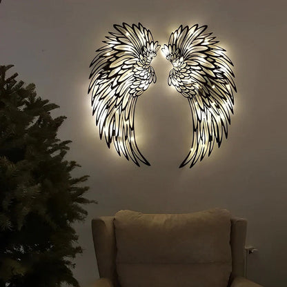 Angel Wings Metal Wall Art With Led Lights