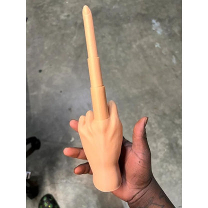 Collapsing Middle Finger Sculpture with Retractable Middle Finger