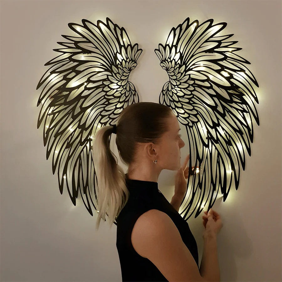 Angel Wings Metal Wall Art With Led Lights