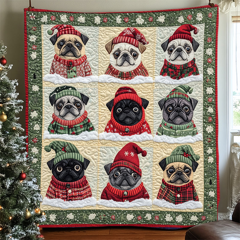 Cute Pugs And Ugly Sweaters - F603 - Premium Blanket