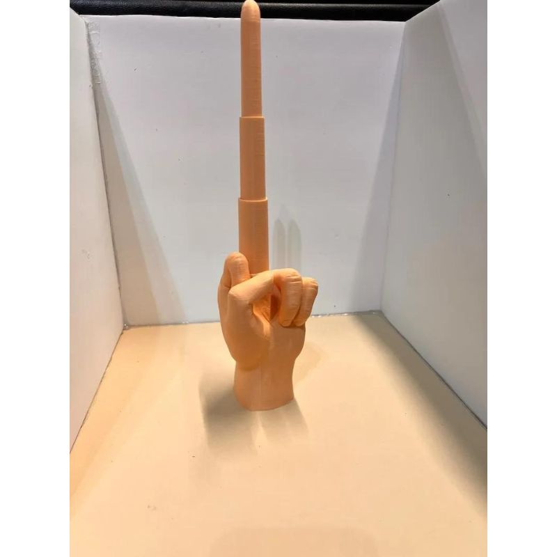 Collapsing Middle Finger Sculpture with Retractable Middle Finger