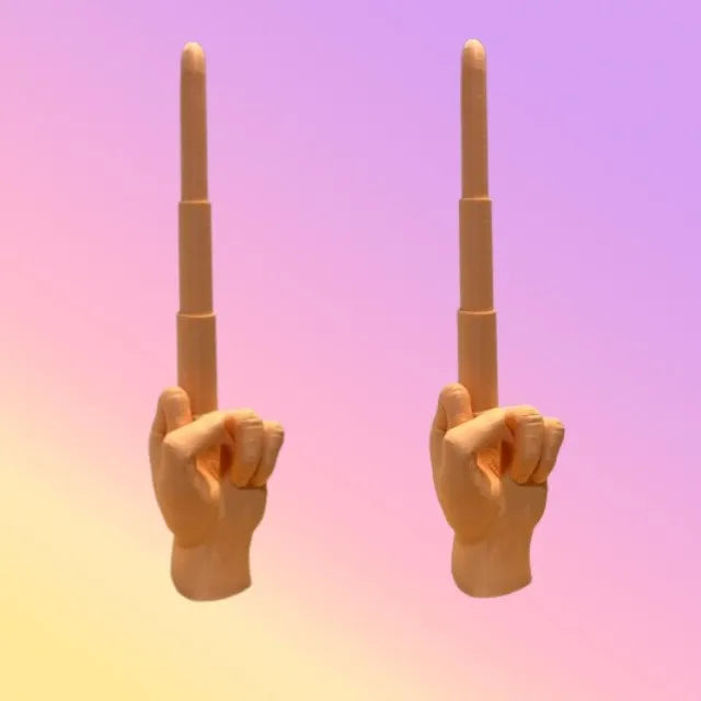 Collapsing Middle Finger Sculpture with Retractable Middle Finger