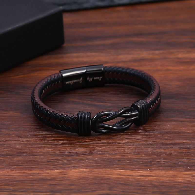 Forever Linked Black Braided Leather Bracelets - Love My Grandson