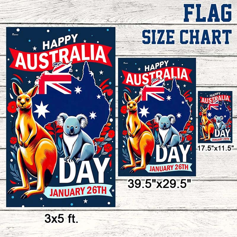 Happy Australia Day January 26th Koala and Kangaroo Australia Flag