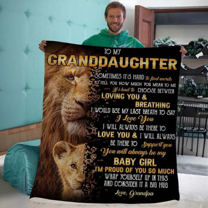 To My Granddaughter - From Grandpa - LionBlanket - A322 - Premium Blanket