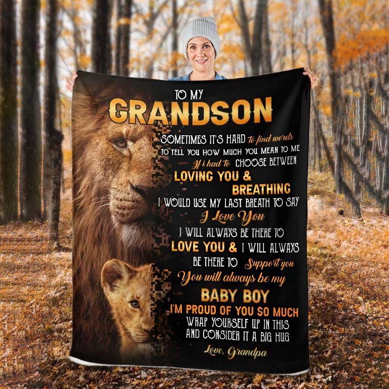 To My Grandson - From Grandpa - LionBlanket - A322 - Premium Blanket