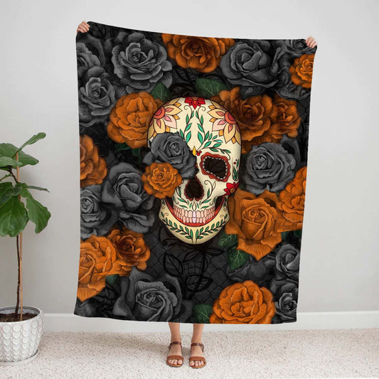 Rose Skull - B184 - Premium Blanket