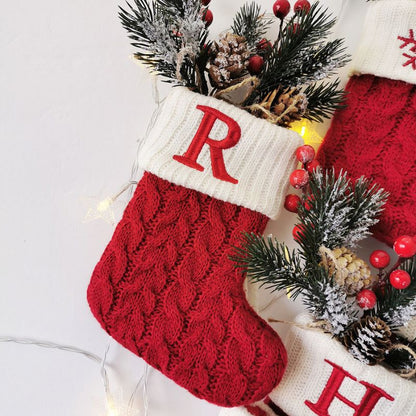🎄Xmas Gift Bag🎄 Red Knit Alphabet Christmas Stocking