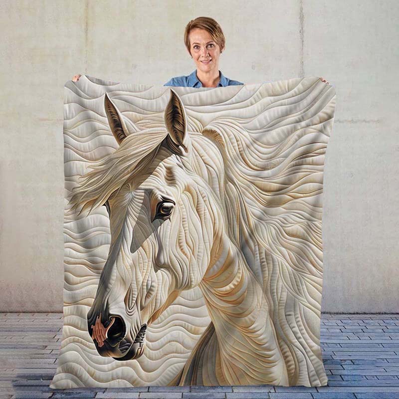 White Horse Blanket - D223 - Premium Blanket