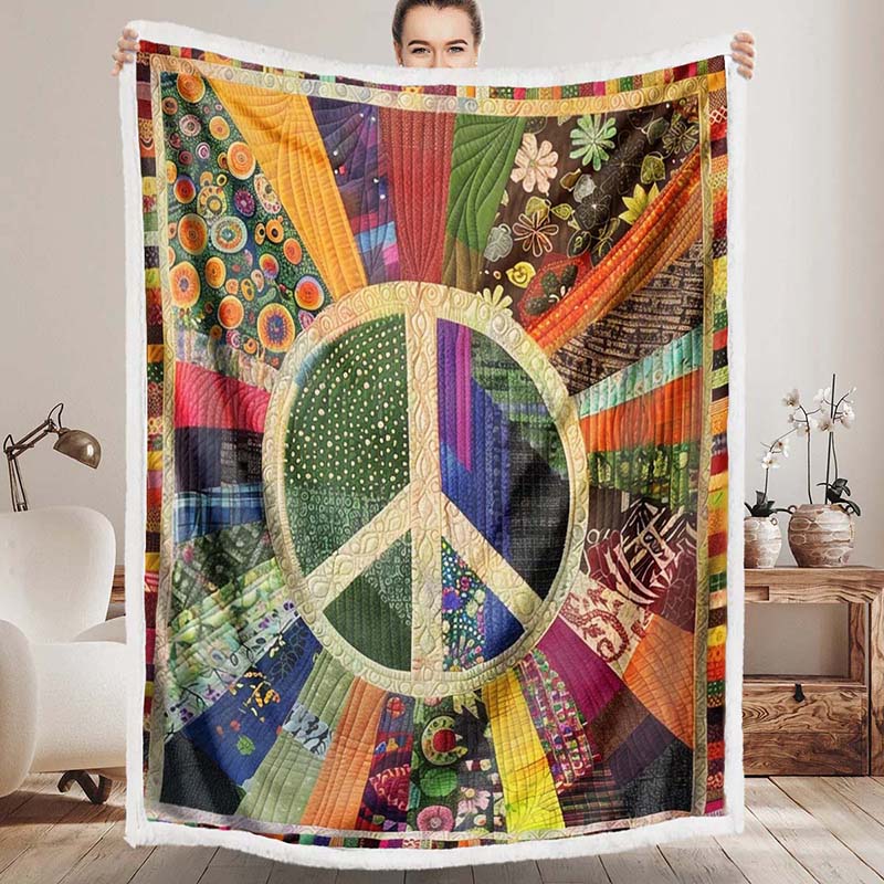 Retro Peace Sign Blanket - D242 - Premium Blanket