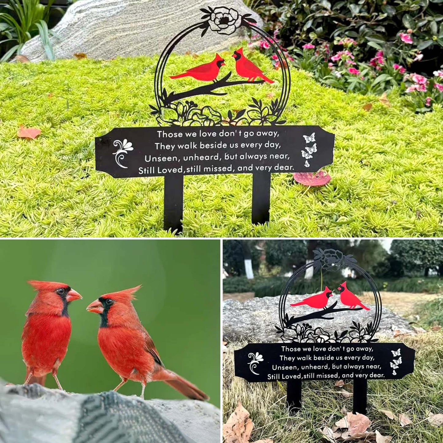 Metal Cardinal Cemetery Memorial Stake
