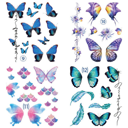 Butterfly Glitter Stickers - Waterproof Temporary Tattoos