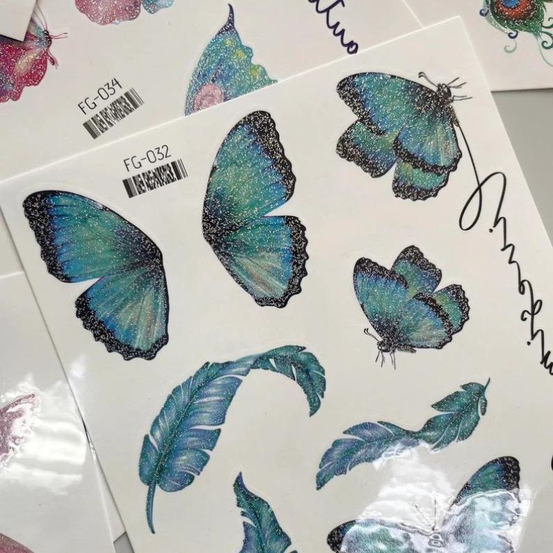 Butterfly Glitter Stickers - Waterproof Temporary Tattoos