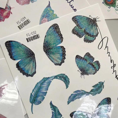 Butterfly Glitter Stickers - Waterproof Temporary Tattoos