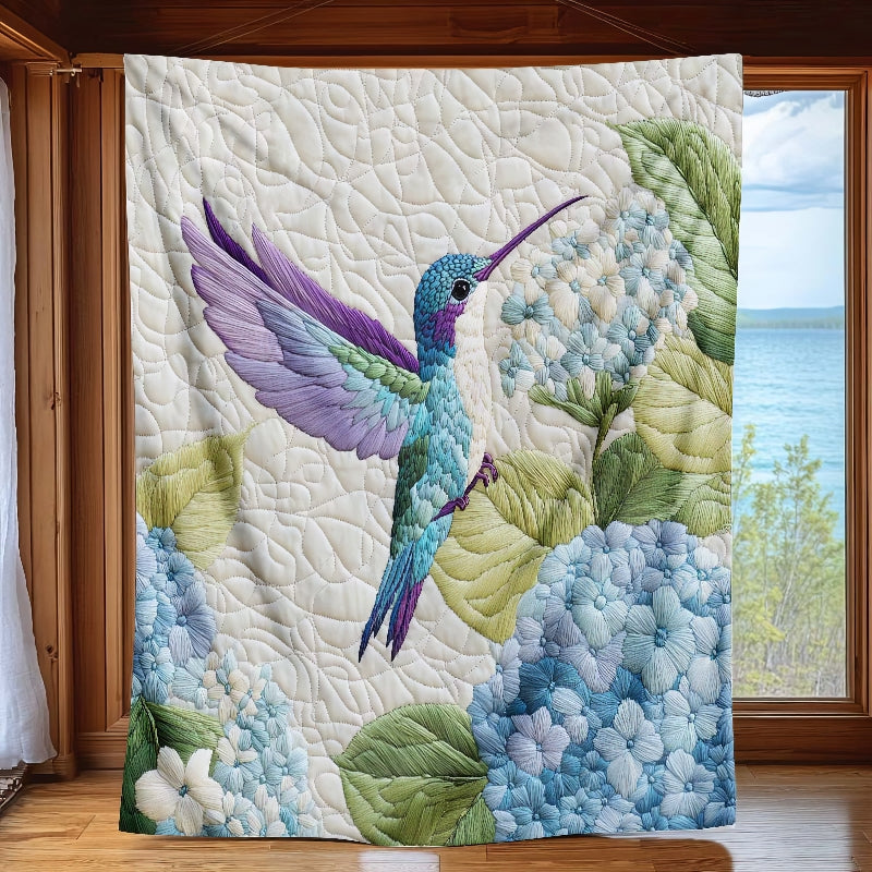 Hydrangea Dreamscape Hummingbird Blanket - H243 - Premium Blanket