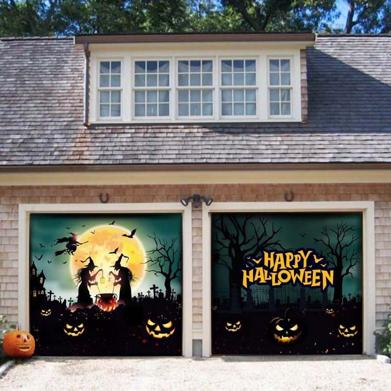 Graveyard Scene Halloween Garage Door Covers HC009