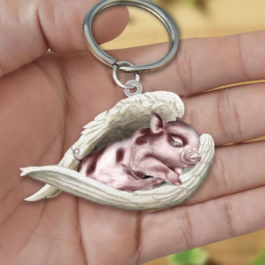 Sleeping Angel Acrylic Keychain Pig SA241