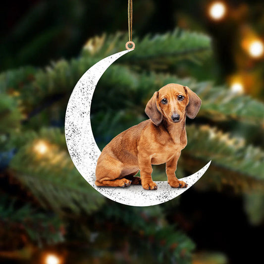 Dachshund Sit On The Moon Ornament MO020