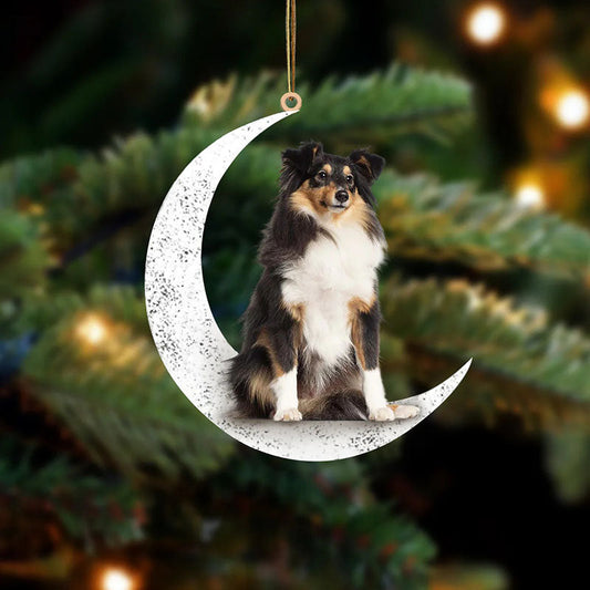 Shetland Sheepdog Sit On The Moon Ornament MO052