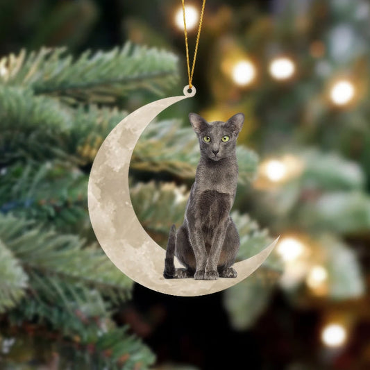 Oriental Shorthair Cat Sits On The Moon Hanging Ornament Cs015