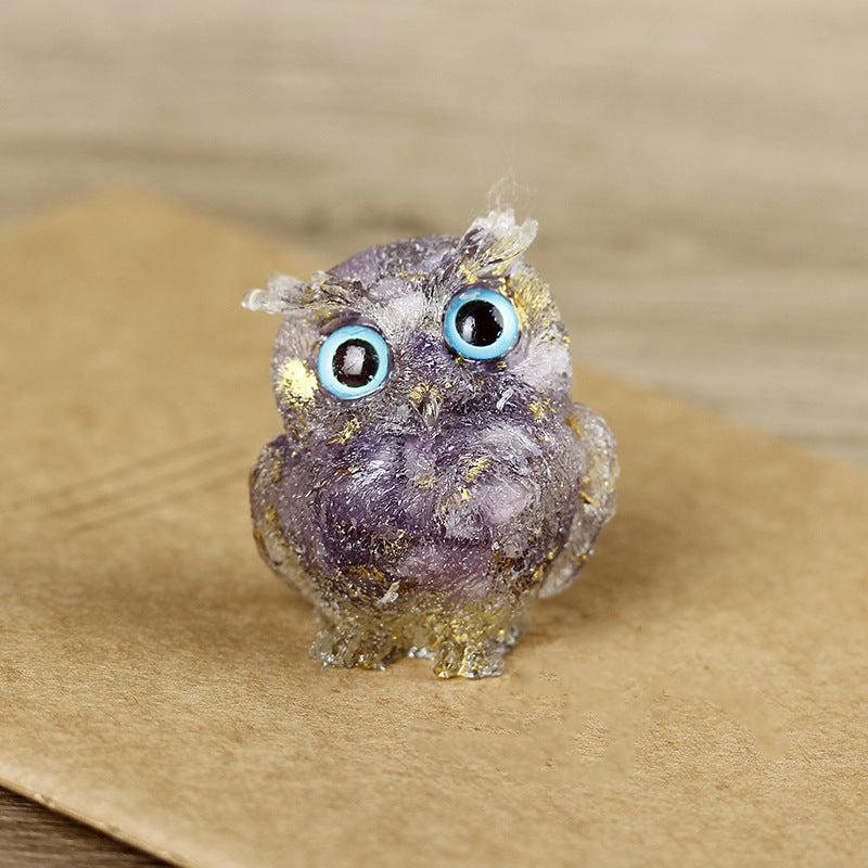 Handmade Natural Crystal Gemstone Owl