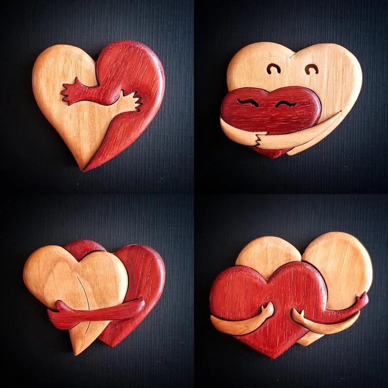 A Hug From My Heart For You - Handmade Wood Carvings