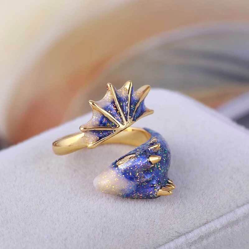 Gold Topaz Dragon Ring Adjustable Ring Size For Women/ Men