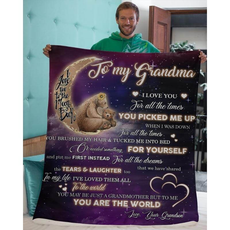To My Grandma - From Grandson - A320 - Premium Blanket
