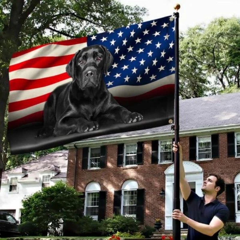 Black Labrador Retriever American Grommet Flag
