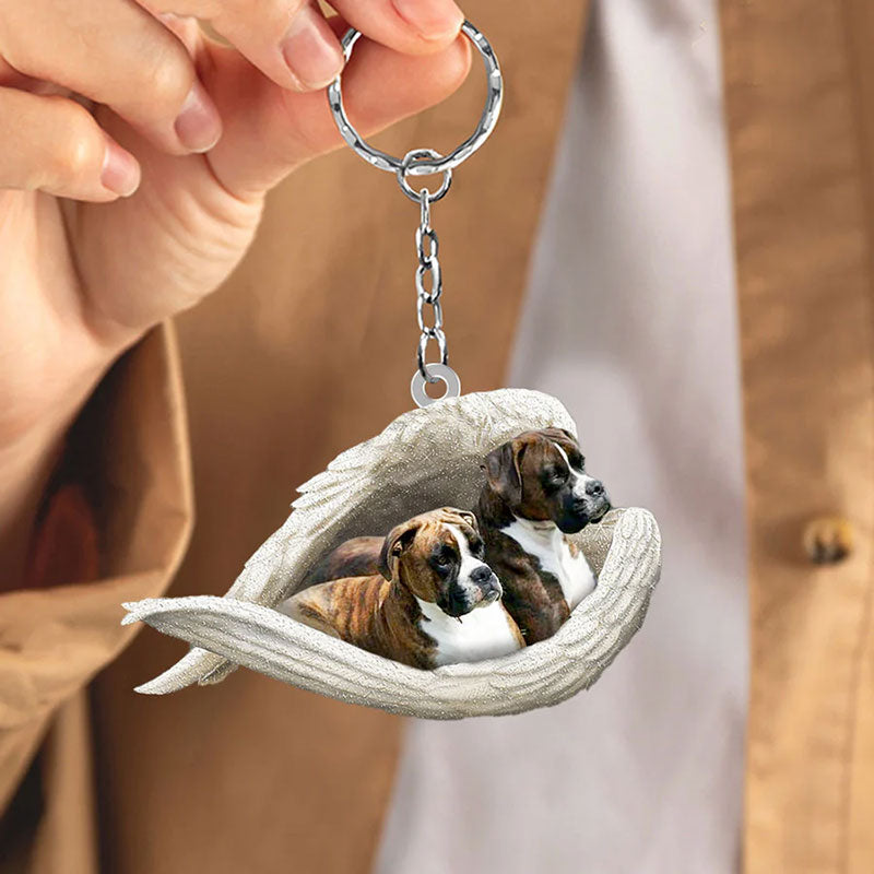 Sleeping Angel Acrylic Keychain Brindle Boxer SA021