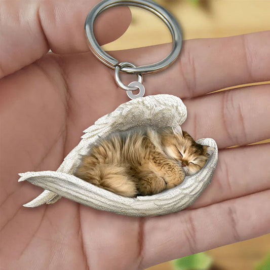 Sleeping Angel Acrylic Keychain British Longhair Cat SA028