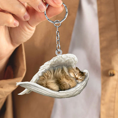 Sleeping Angel Acrylic Keychain British Longhair Cat SA028