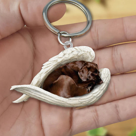 Sleeping Angel Acrylic Keychain Chocolate Labrador SA050