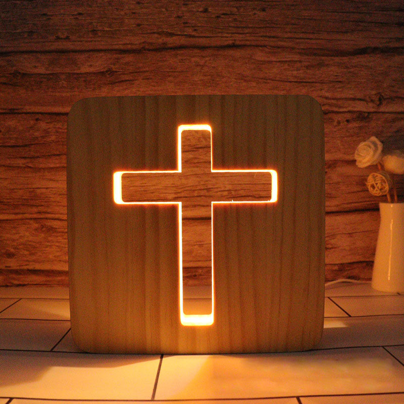 Cross Wooden Decorative Light