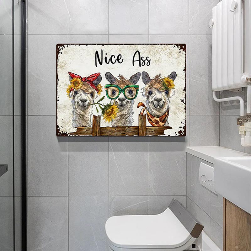 Metal Sign Vintage Retro Funny Alpaca For Bathroom Outdoor Sign Farm Sign Humorous Gifts For Besties Friends Family