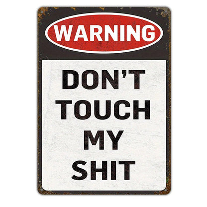 Metal Sign Wall Art Decoration - Warning Don't Touch My - Vintage Retro Sign For Home Decor Garage Decor