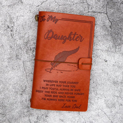 Dad To Daughter - Enjoy The Ride - Engraved Leather Journal Notebook