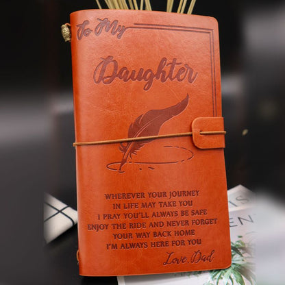 Dad To Daughter - Enjoy The Ride - Engraved Leather Journal Notebook