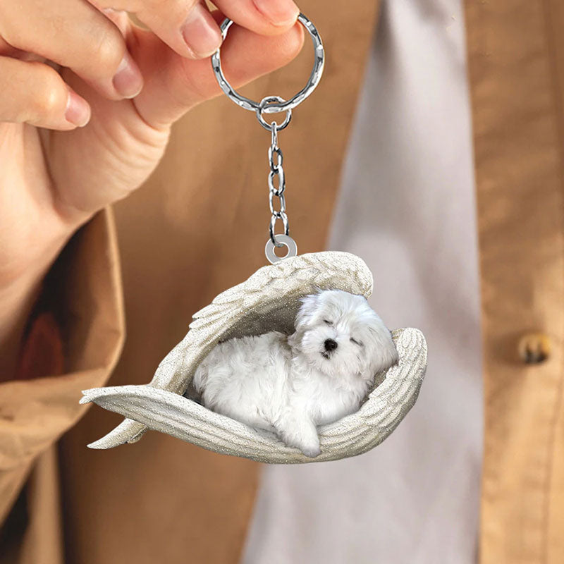 Sleeping Angel Acrylic Keychain Maltese SA018