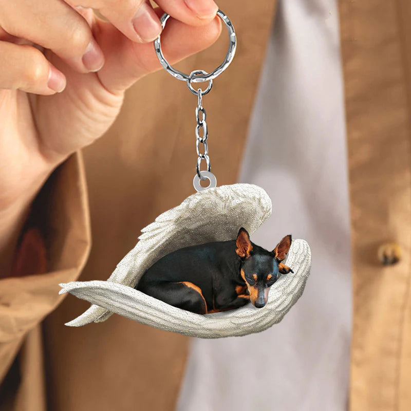 Sleeping Angel Acrylic Keychain Miniature Pinscher SA048