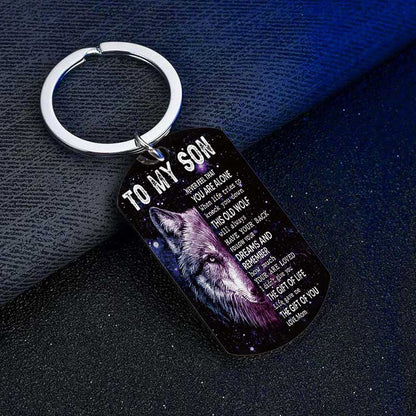 Mom To Son - Life Gave Me The Gift Of You - Wolf Multi Colors Personalized Keychain - A885