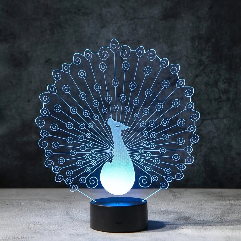 Peafowl Peacock 3D Illusion Lamp